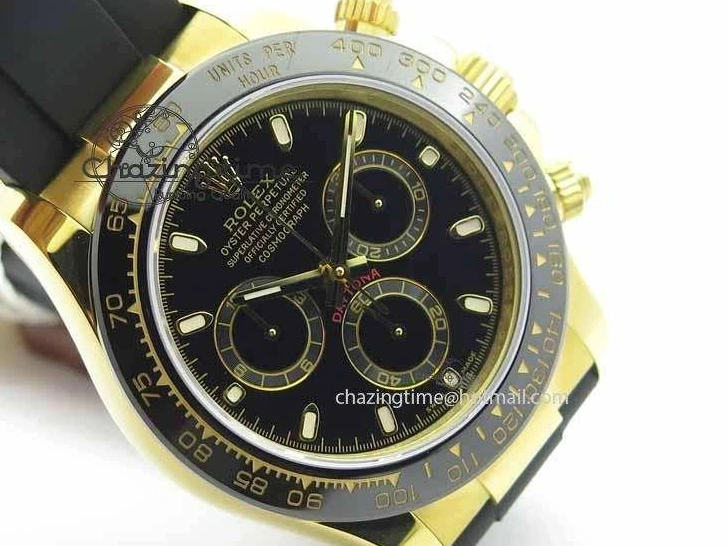 0301 Daytona YG 116518LN JH Best Edition Black Dial On Rubber Strap A4130 (Free XS rubber strap) WeatherProof 3645